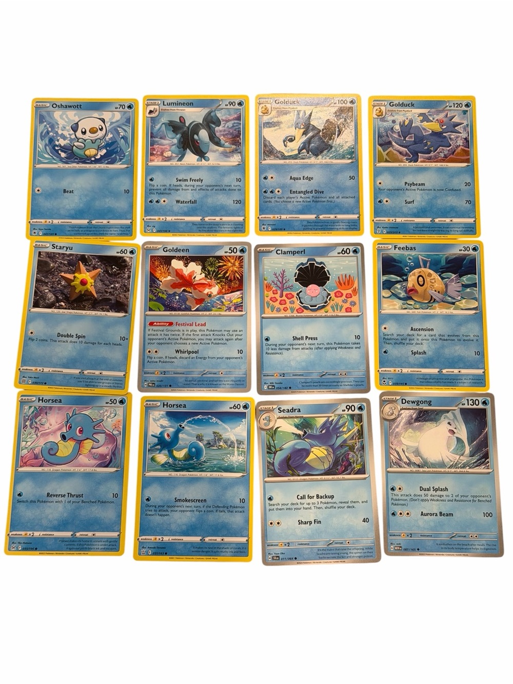 Lot of 12 water type Pokemon cards